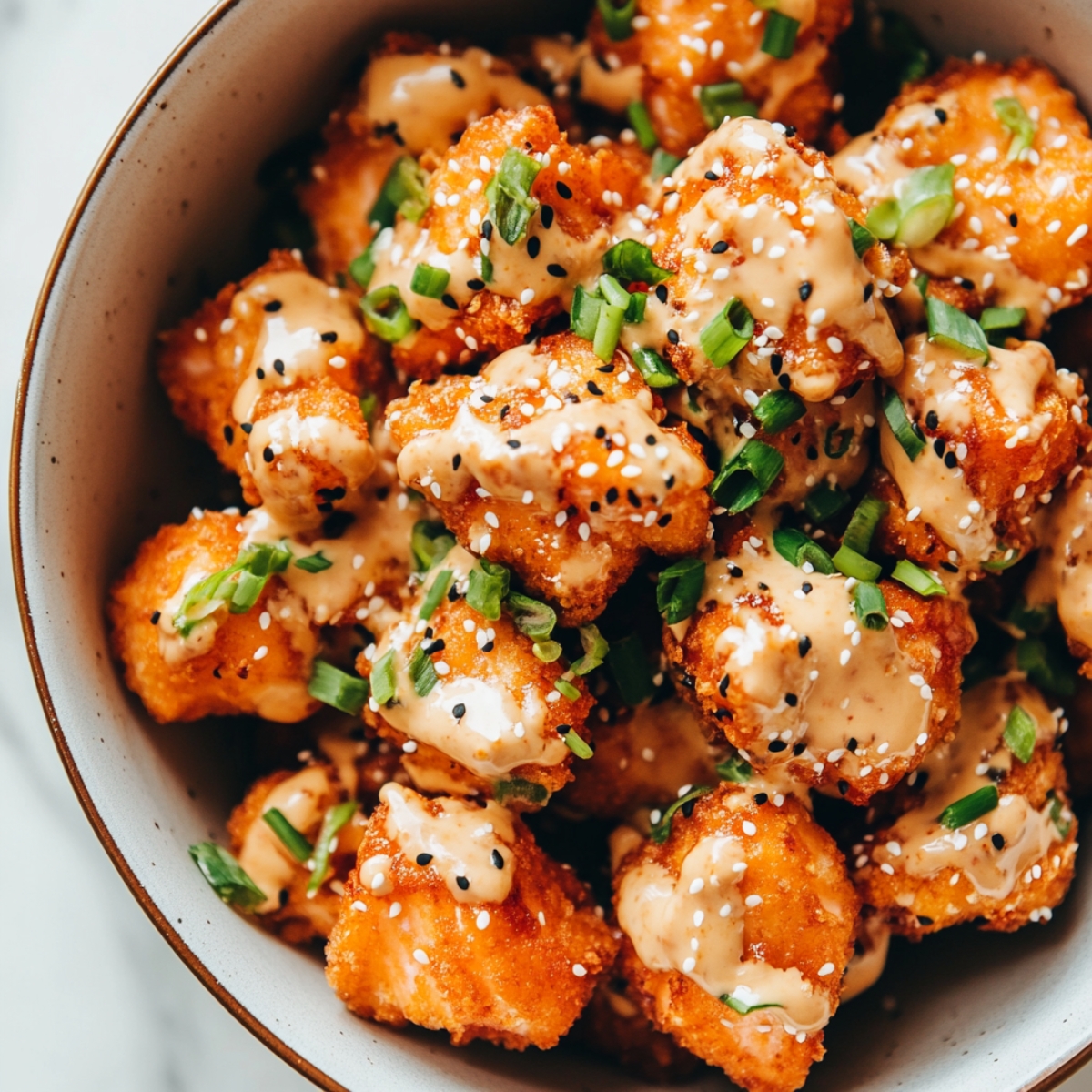 ingredients for crispy bang bang salmon bites