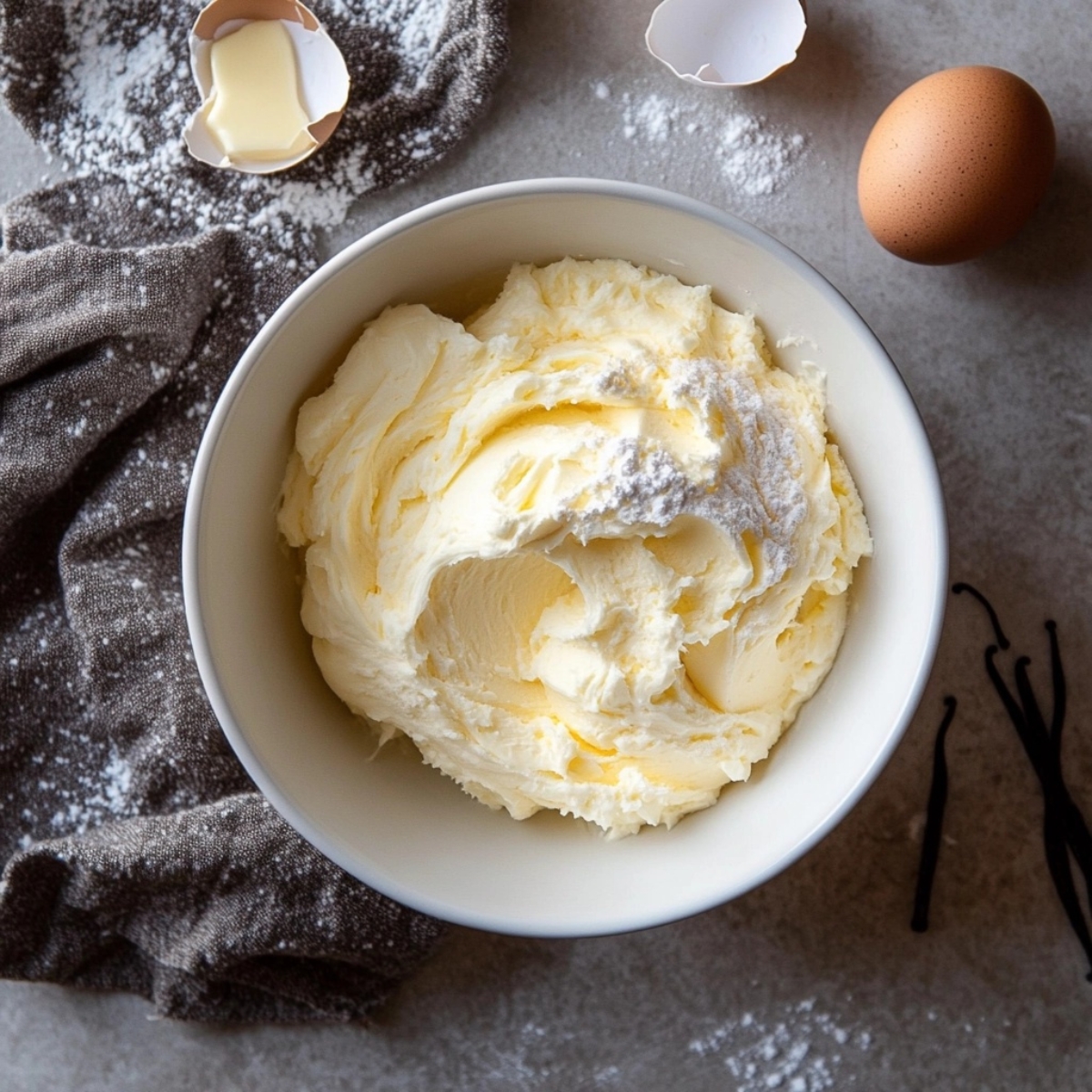Creamed butter and sugar for cookie base