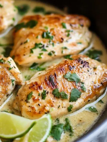 Creamy One Pan Coconut Lime Chicken in skillet
