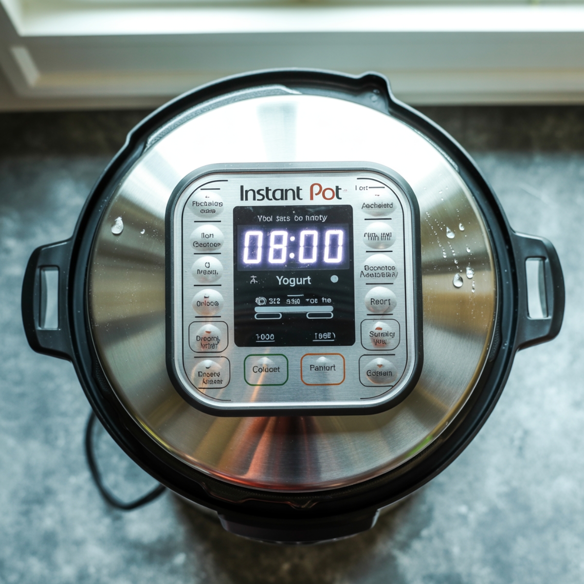 Yogurt incubating in Instant Pot on kitchen counter