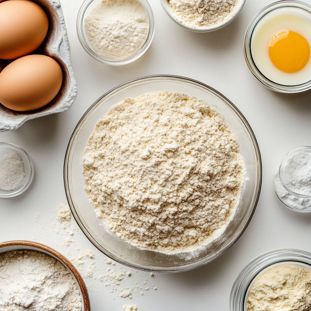 cinnamon donut bread batter ingredients on white kitchen counter