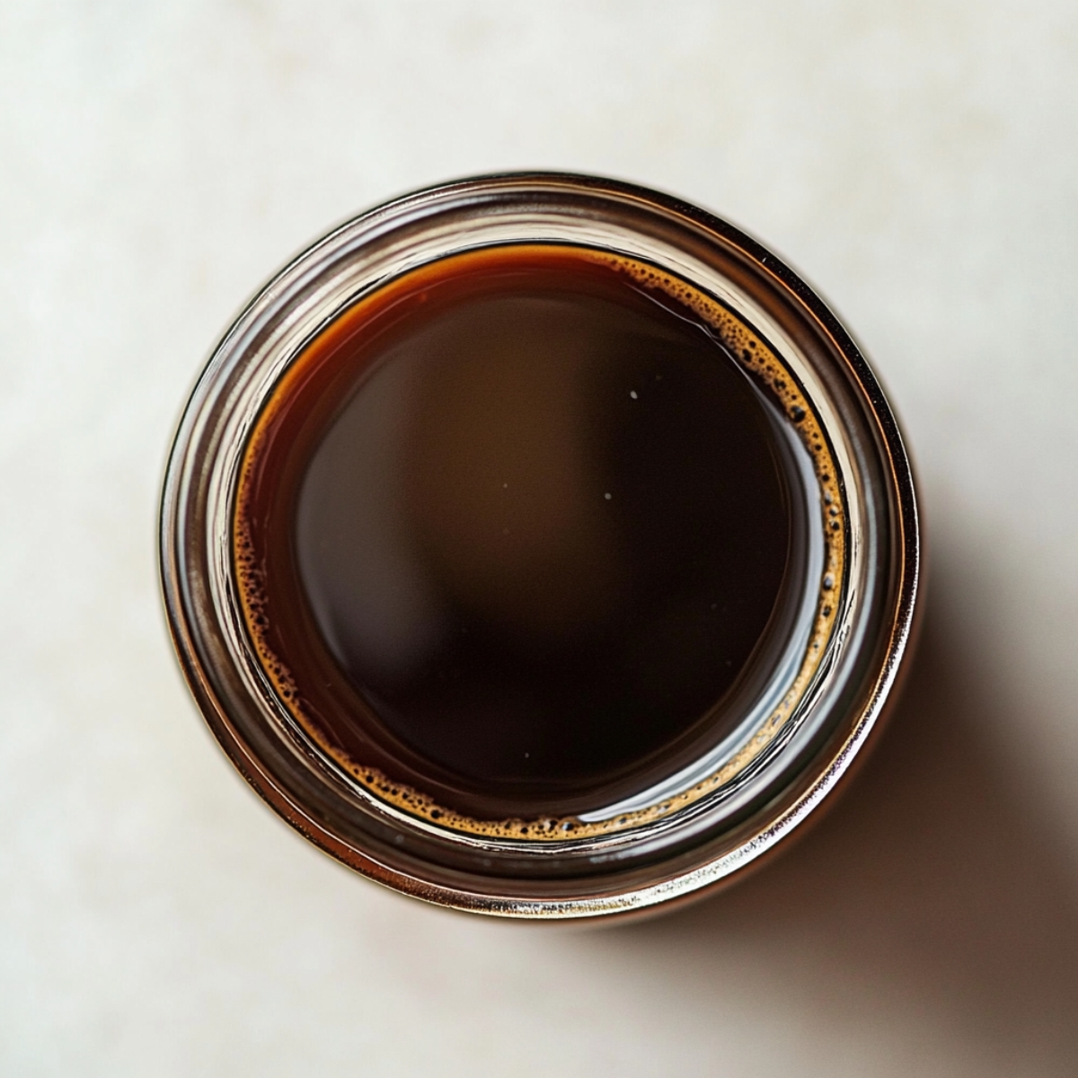 Cooled espresso on white kitchen counter

