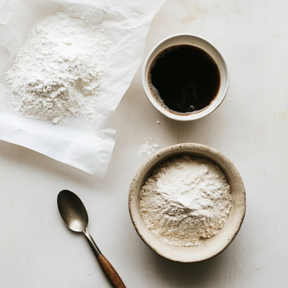 Mixing dry ingredients and espresso mixture for tiramisu cookies