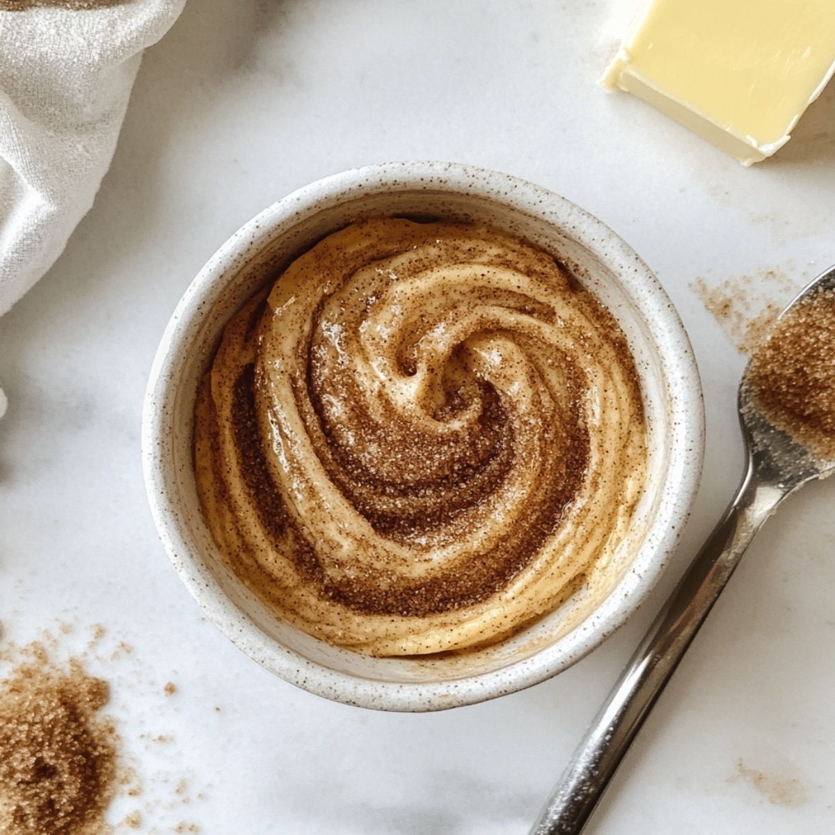 cinnamon sugar and butter swirl mixture in a bowl