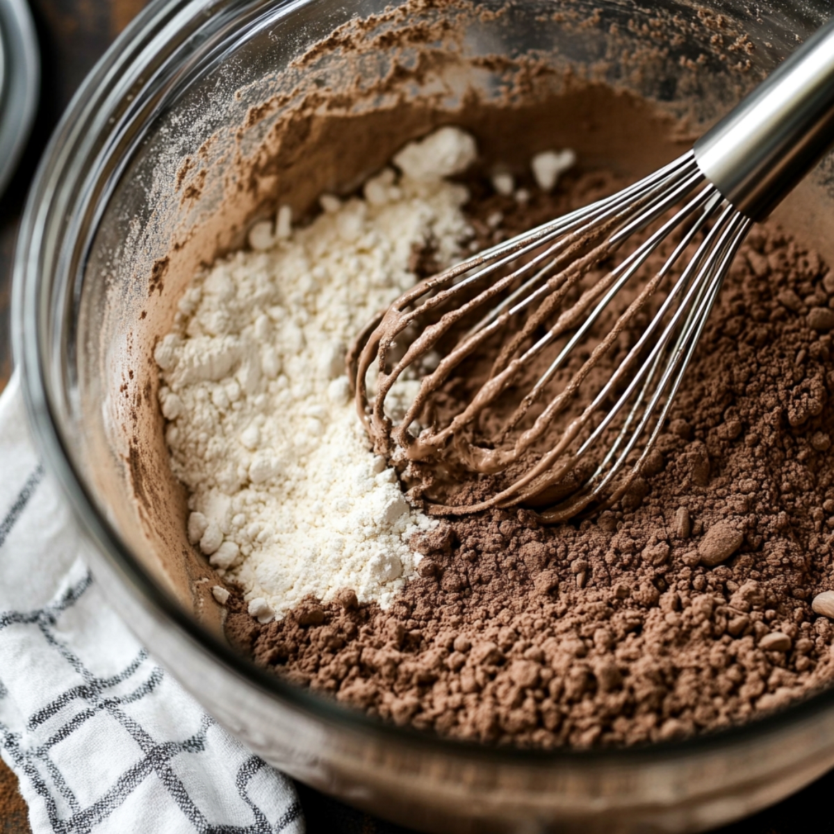 Dry ingredients for protein brownies in mixing bowl on kitchen counter

Dry ingredients for protein brownies in mixing bowl on kitchen counter


