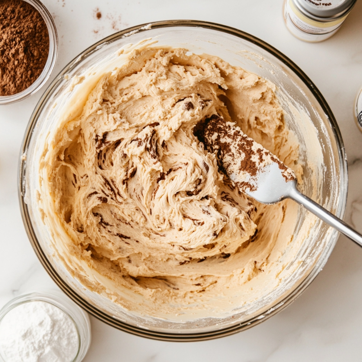 Creamed butter sugar and espresso cookie dough for tiramisu cookies