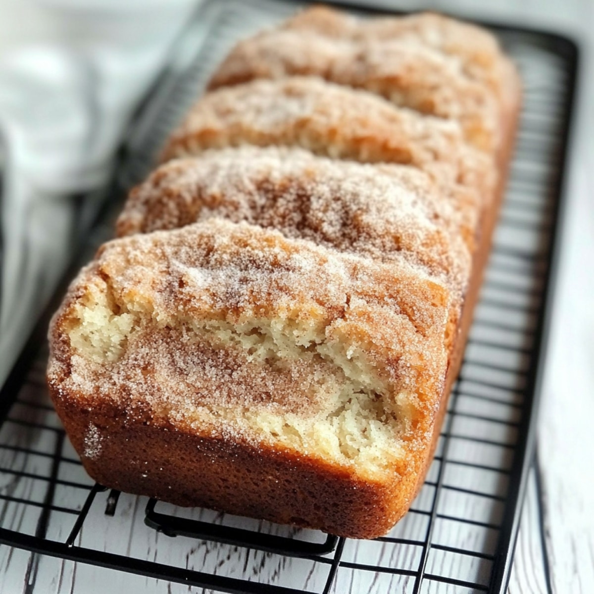 cinnamon donut bread loaf cooling