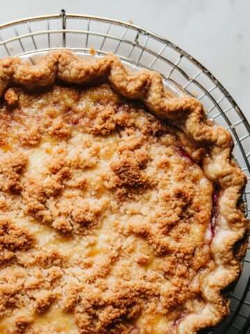 Baked rhubarb custard pie