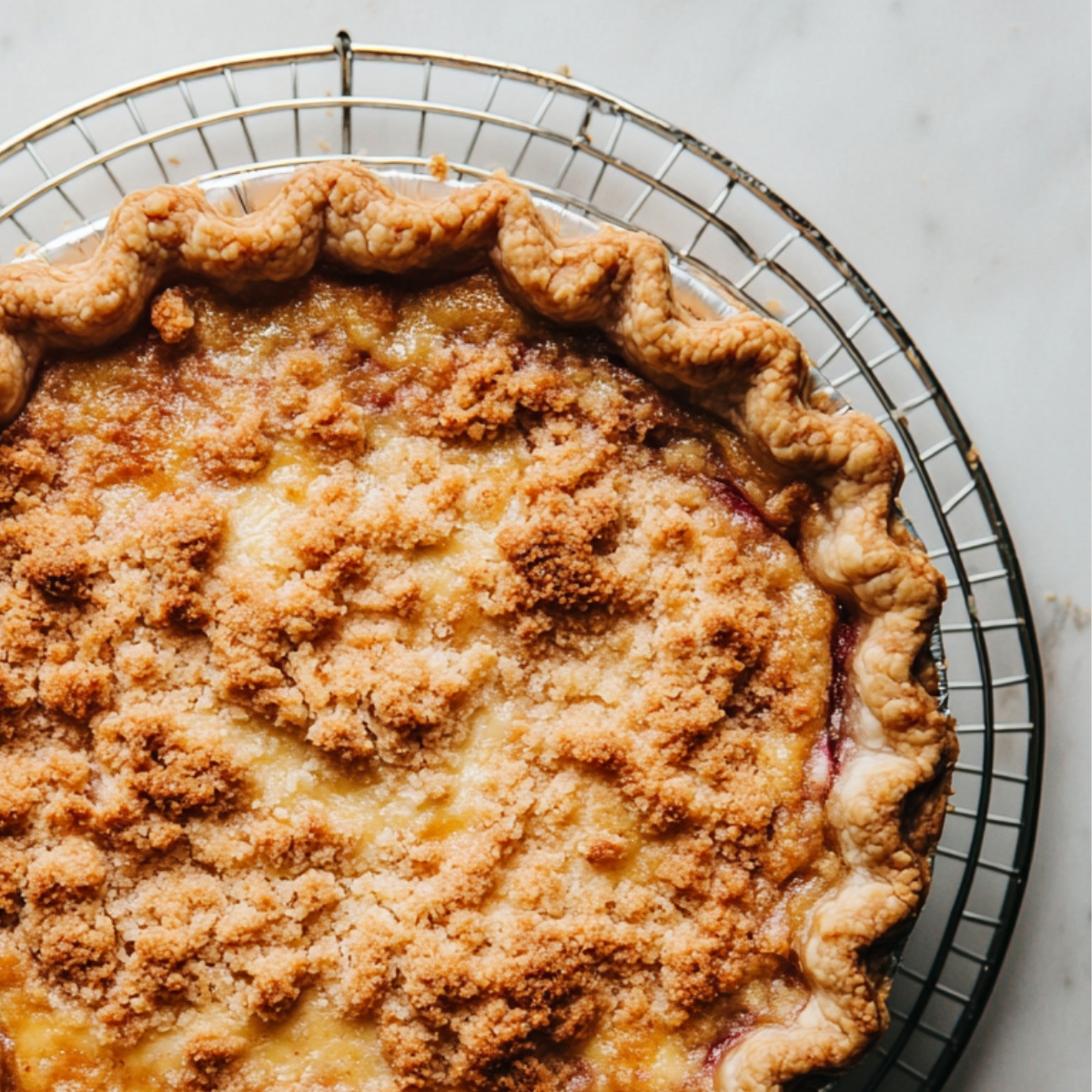 Baked rhubarb custard pie