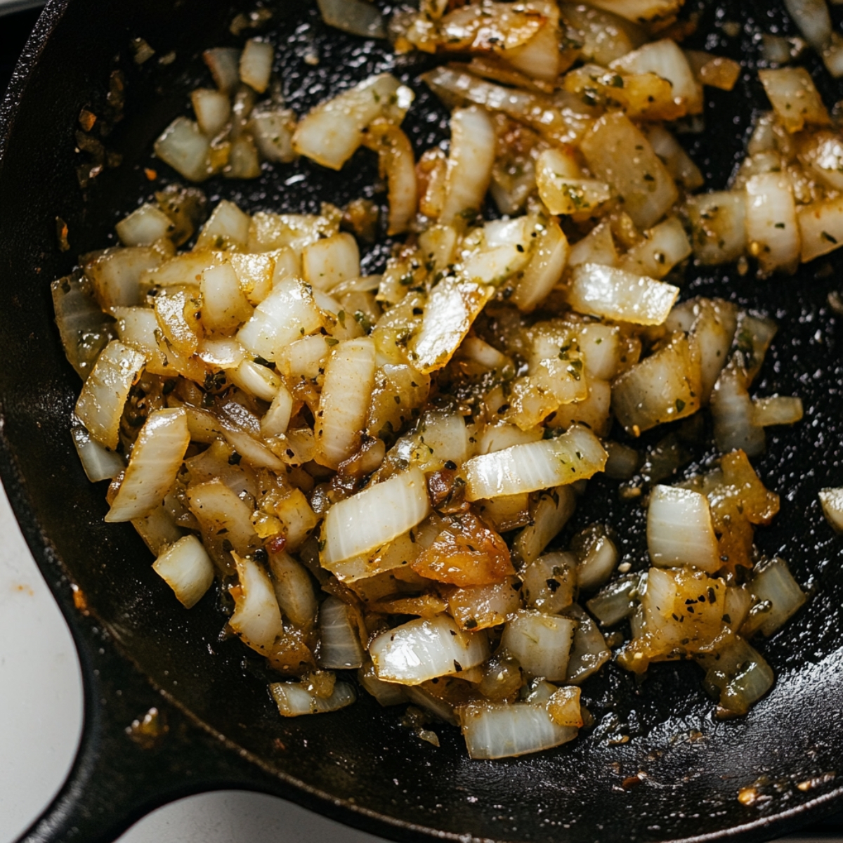salsa verde and onions cooking for chilaquiles verde base