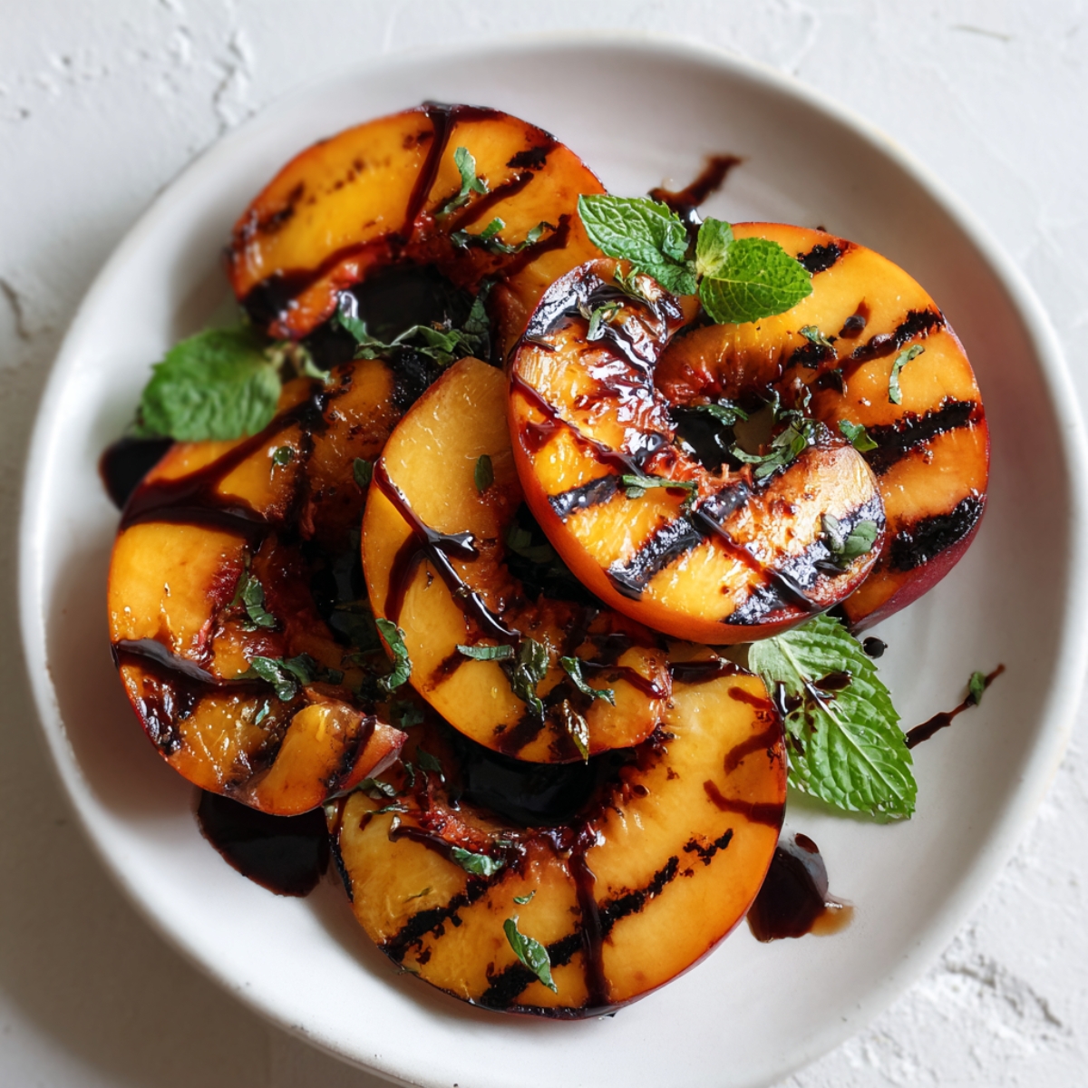 Grilled Peach Crostini caramelized peach slices with honey and balsamic