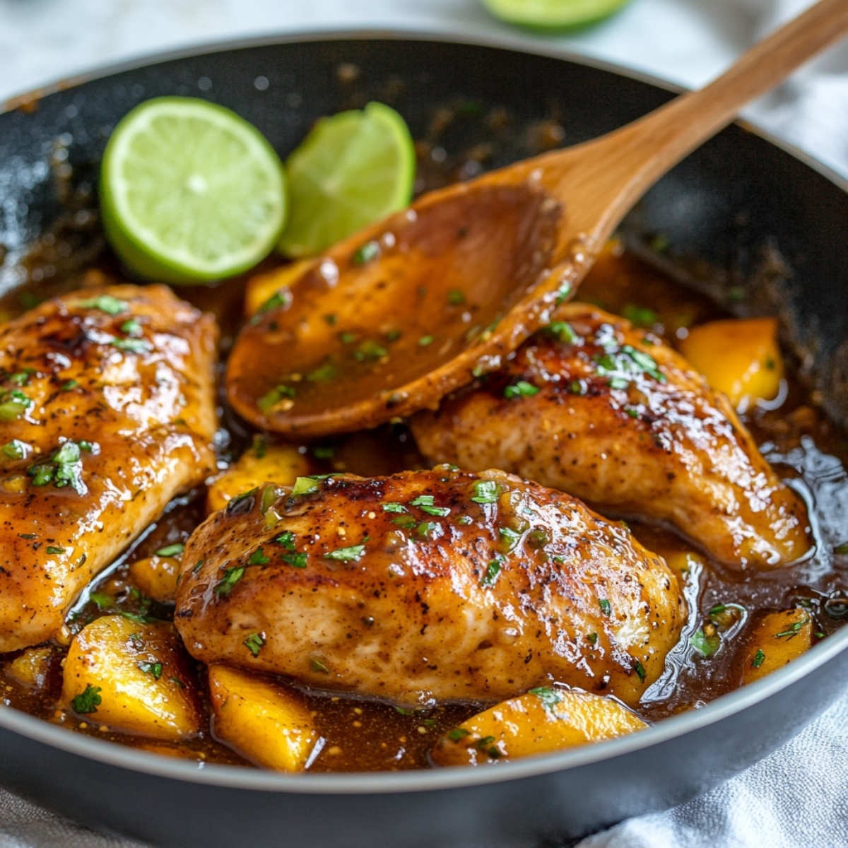 jalapeño peach chicken with caramelized peach glaze