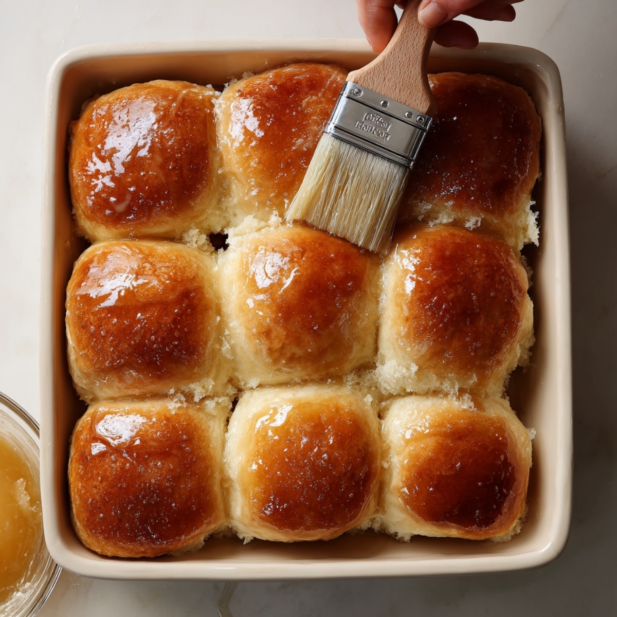 Glazed breakfast sliders with maple butter ready to bake
