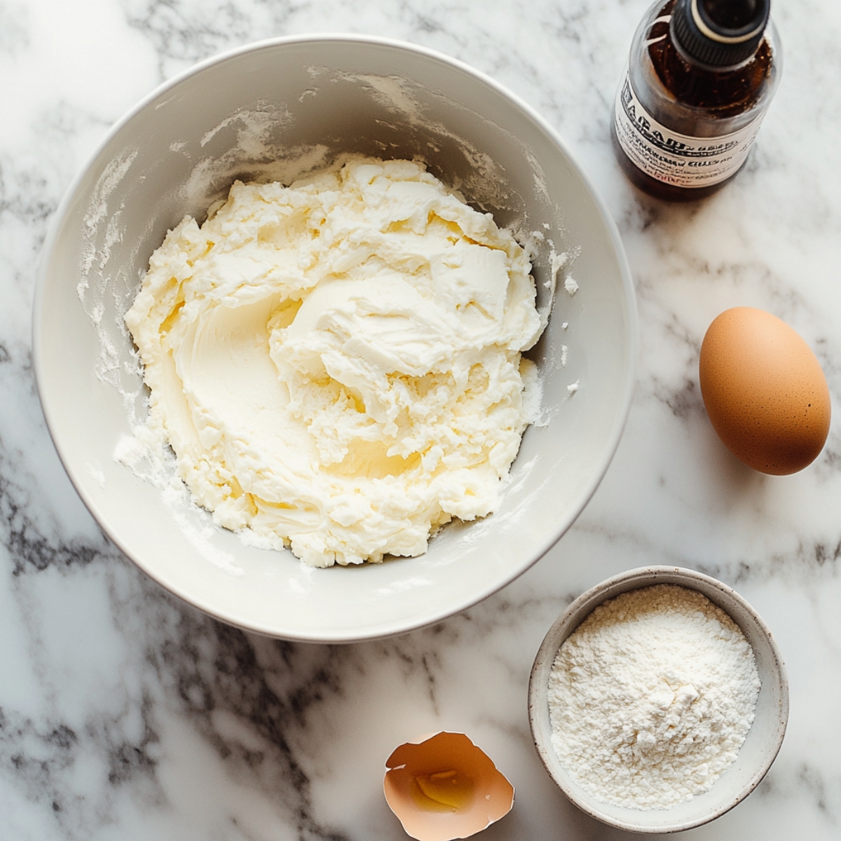 Mixing dough base for strawberry shortcake cookies with butter and sugar