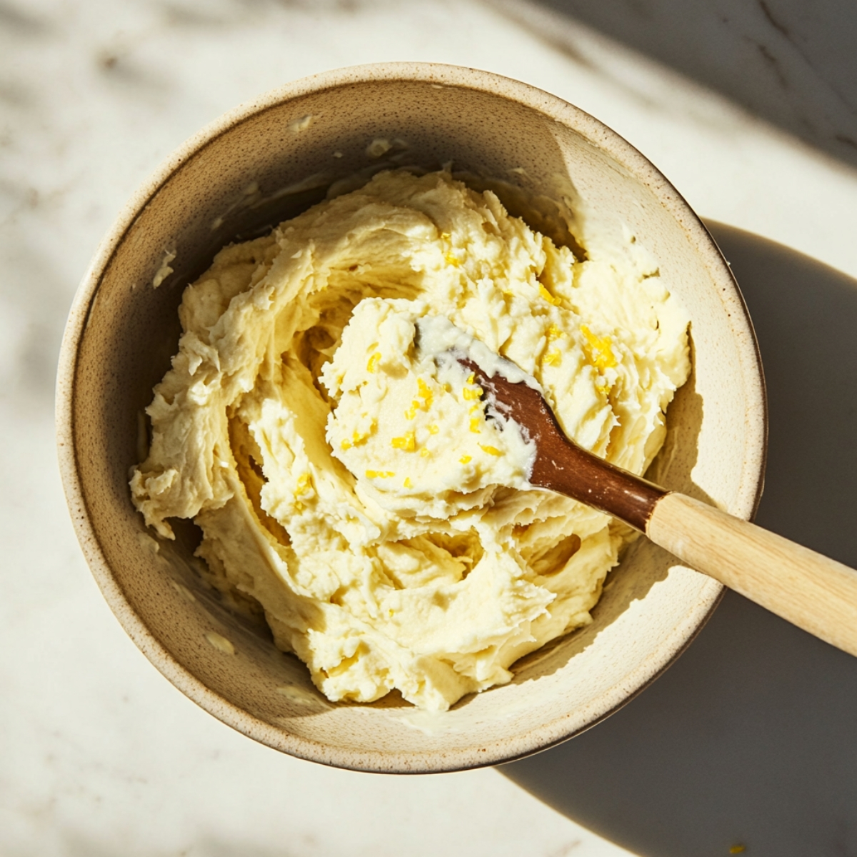Soft lemon-scented cookie dough just mixed and ready to roll.
