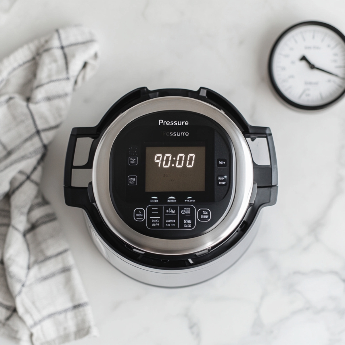 Instant Pot display set to 90 minutes for cooking frozen whole chicken