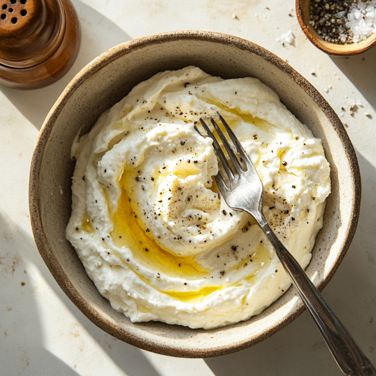whipped goat cheese with honey for Peach Bruschetta