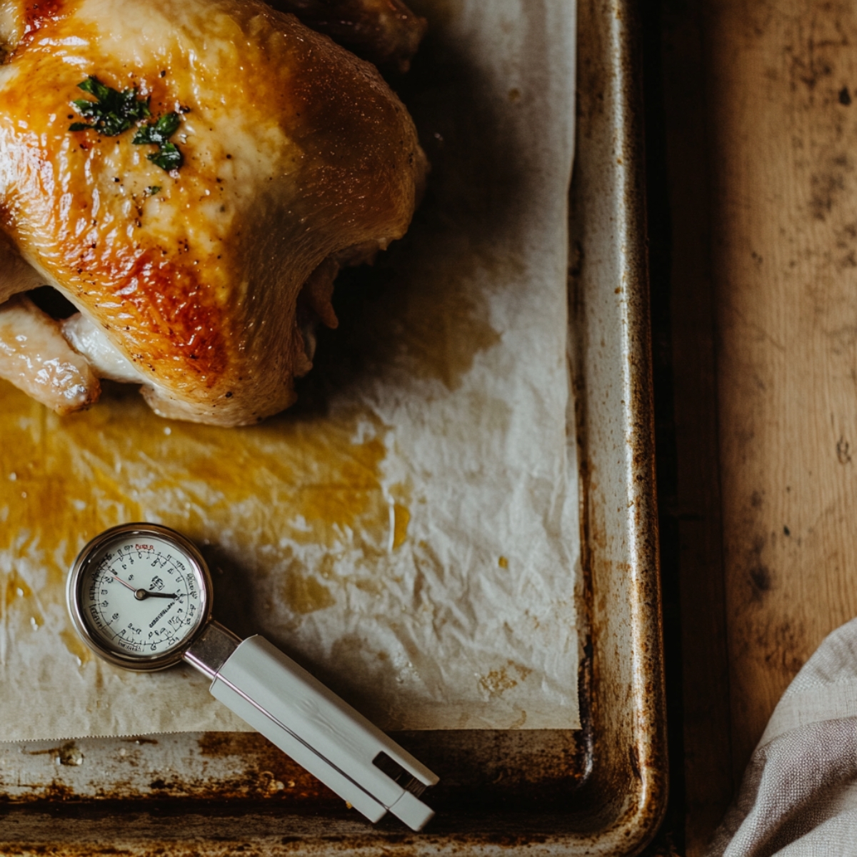 Meat thermometer and resting setup for Instant Pot Frozen Whole Chicken