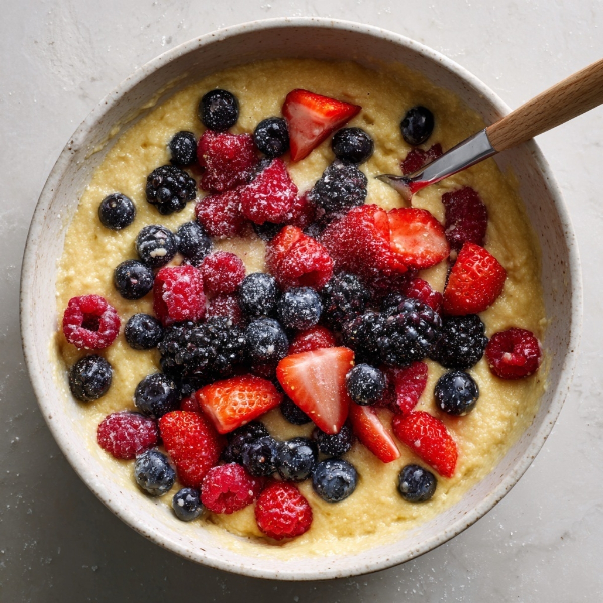 summer cupcakes batter with fresh berries folded in