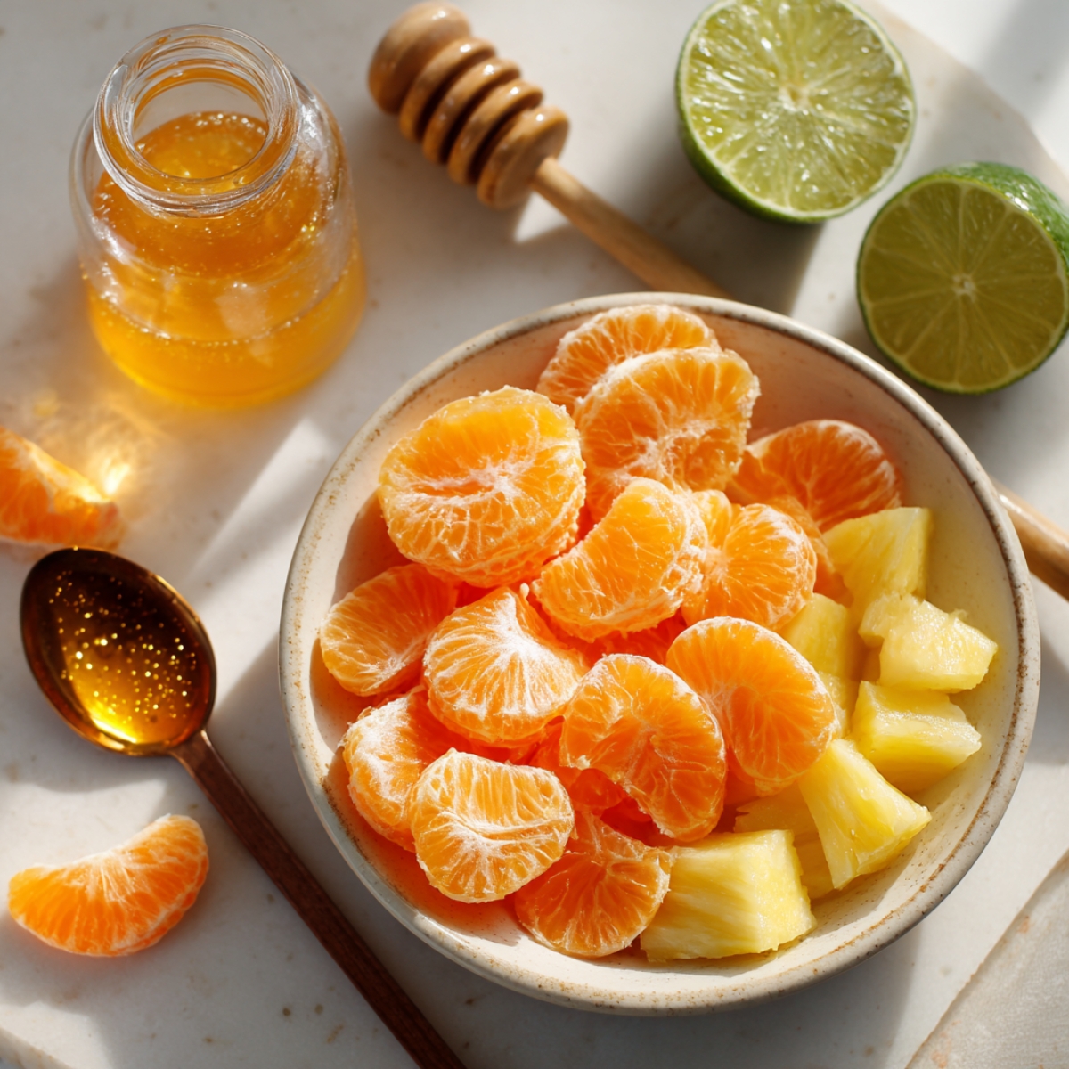 Honey lime dressing with citrus for sunshine salad

