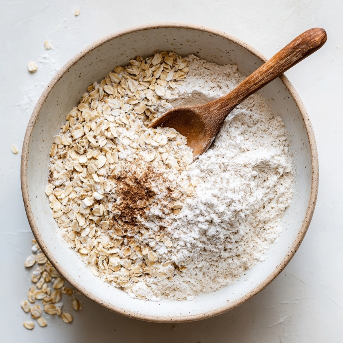 Oats and flour added to sweet potato breakfast cookie mixture