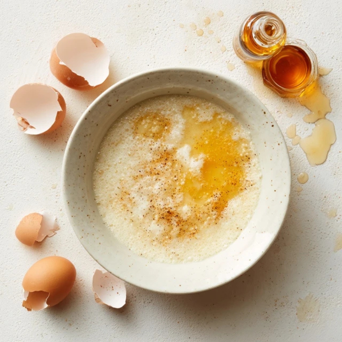 Wet muffin ingredients mixed in medium bowl


