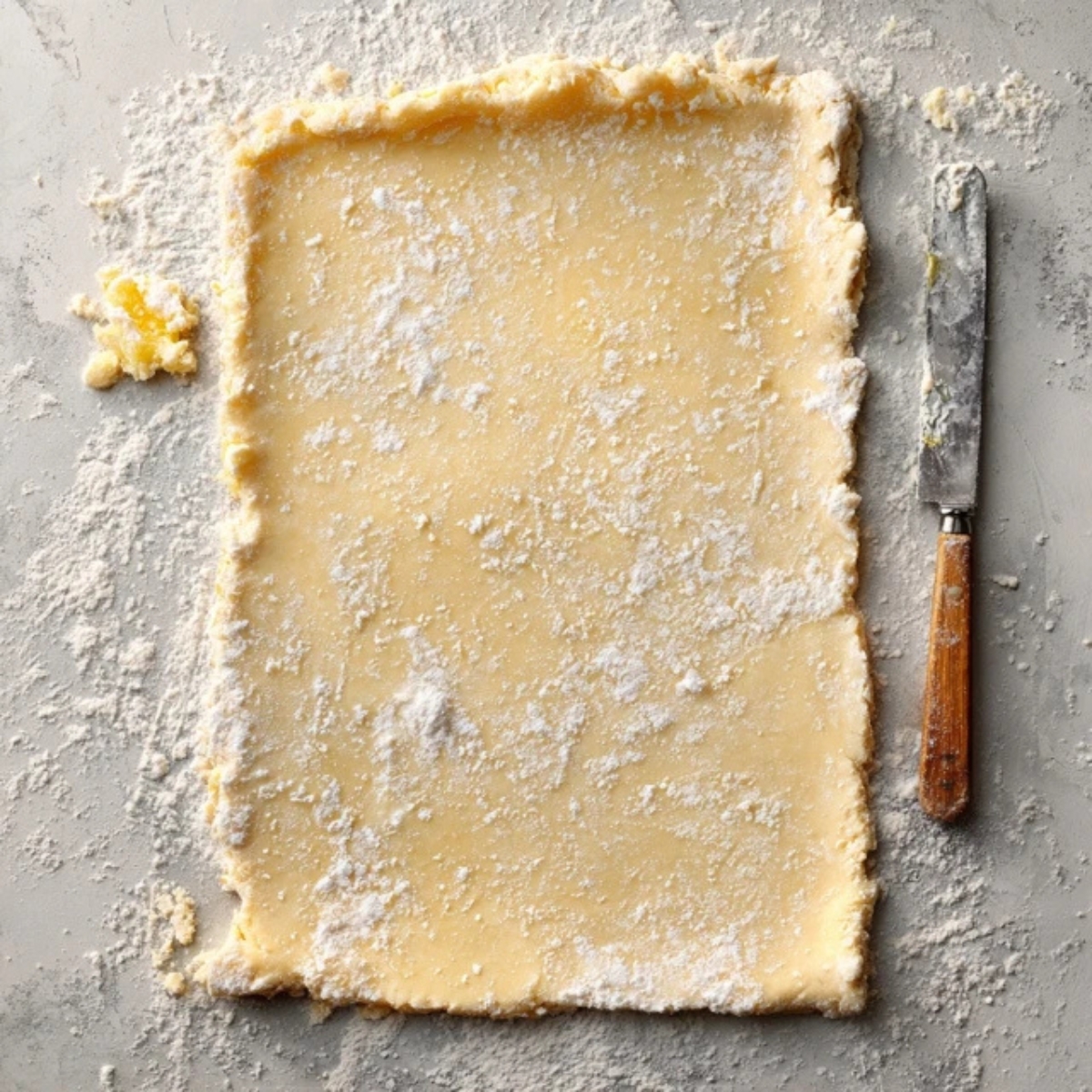 Rolled lemon sweet roll dough spread with lemon filling

