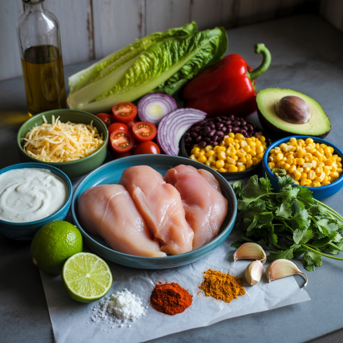  fresh ingredients for southwest chicken salad recipe