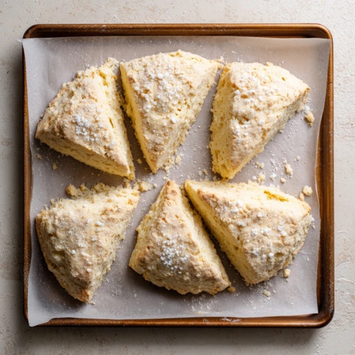 Egg-washed apricot scones with sugar, ready to bake

