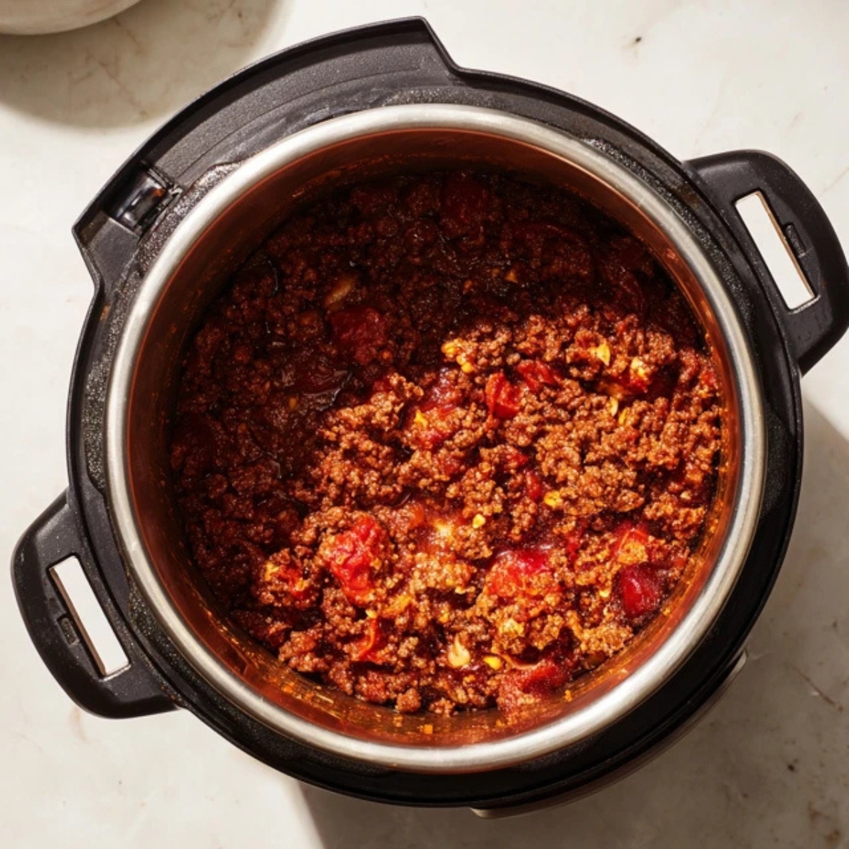 browned ground beef with tomato paste in Instant Pot