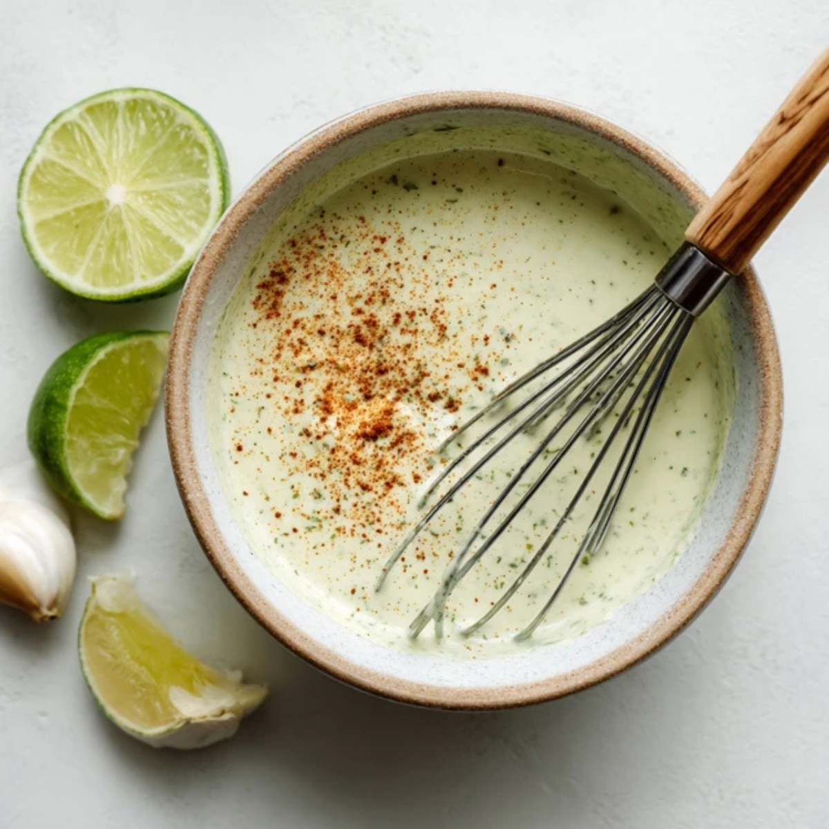 homemade cilantro lime dressing in a small bowl
