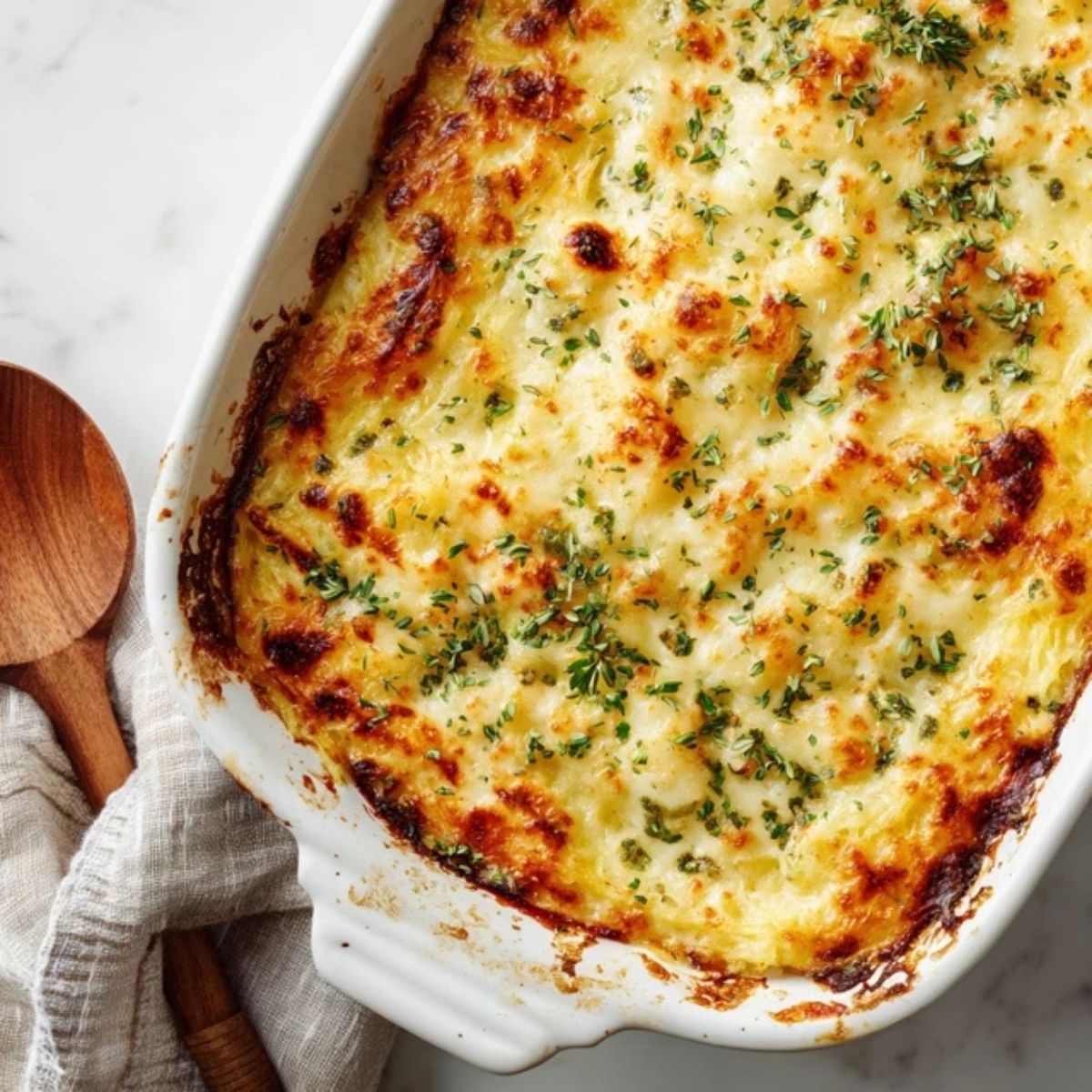 baked spaghetti squash casserole with golden cheese