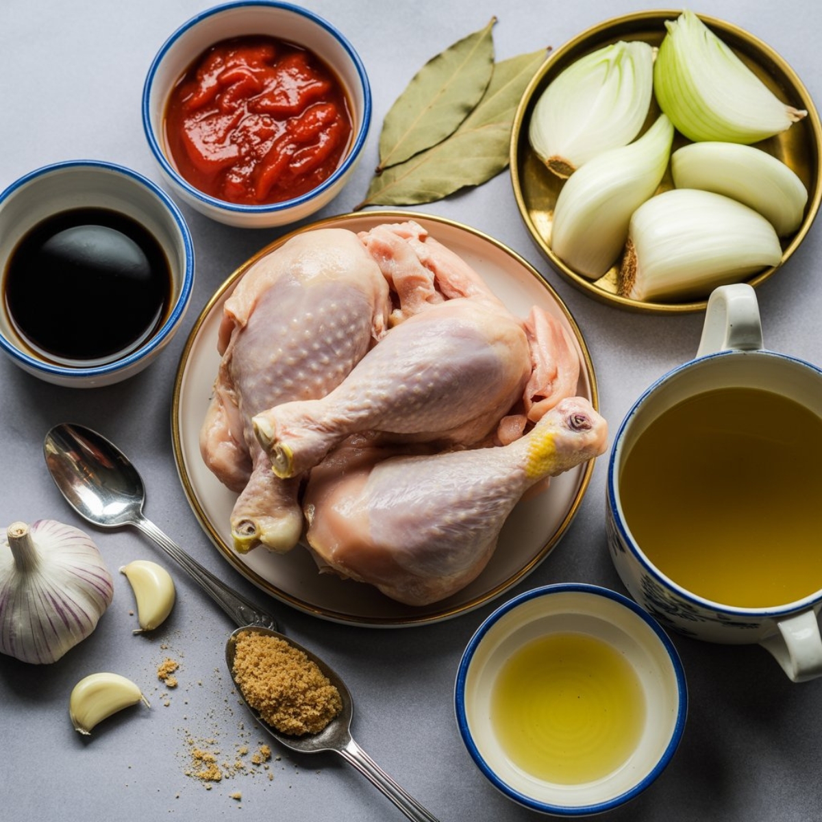 ingredients for Filipino asado chicken on counter