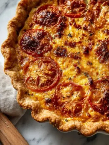 whole bacon onion tomato pie baked golden brown