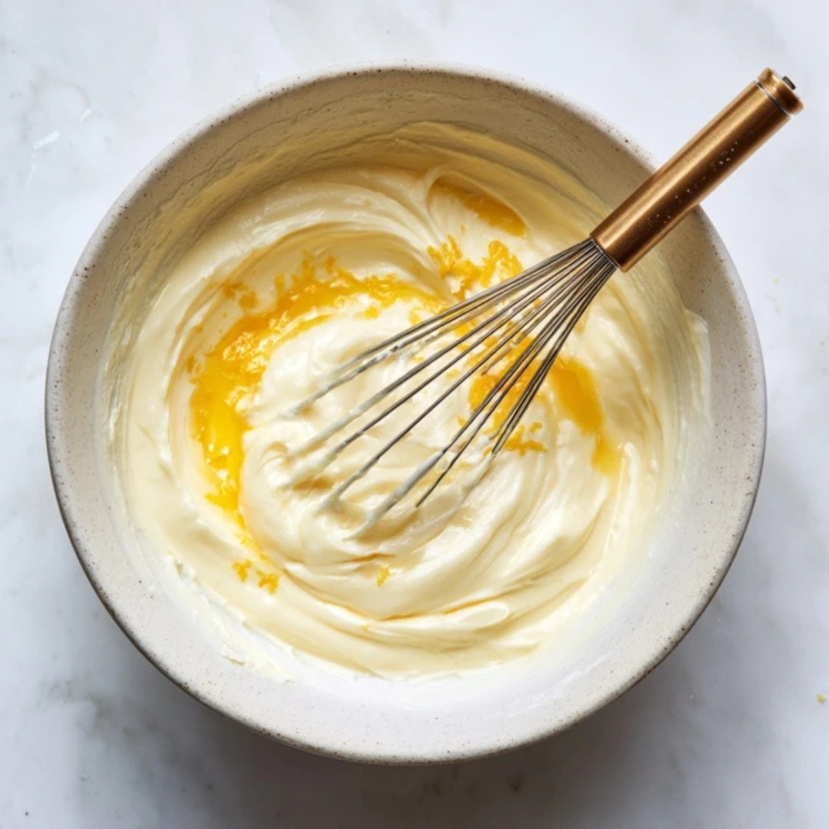 Mixing wet ingredients for blueberry yogurt cake