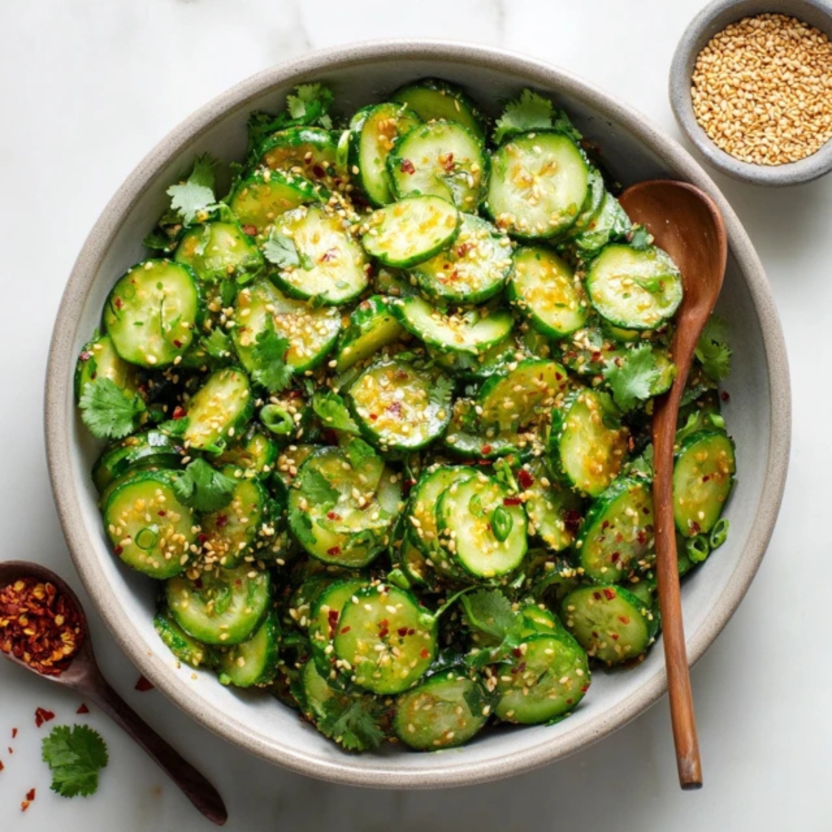 crunchy Asian cucumber salad with sesame dressing