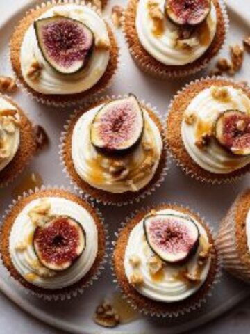 homemade fig cupcakes with cream cheese frosting and figs