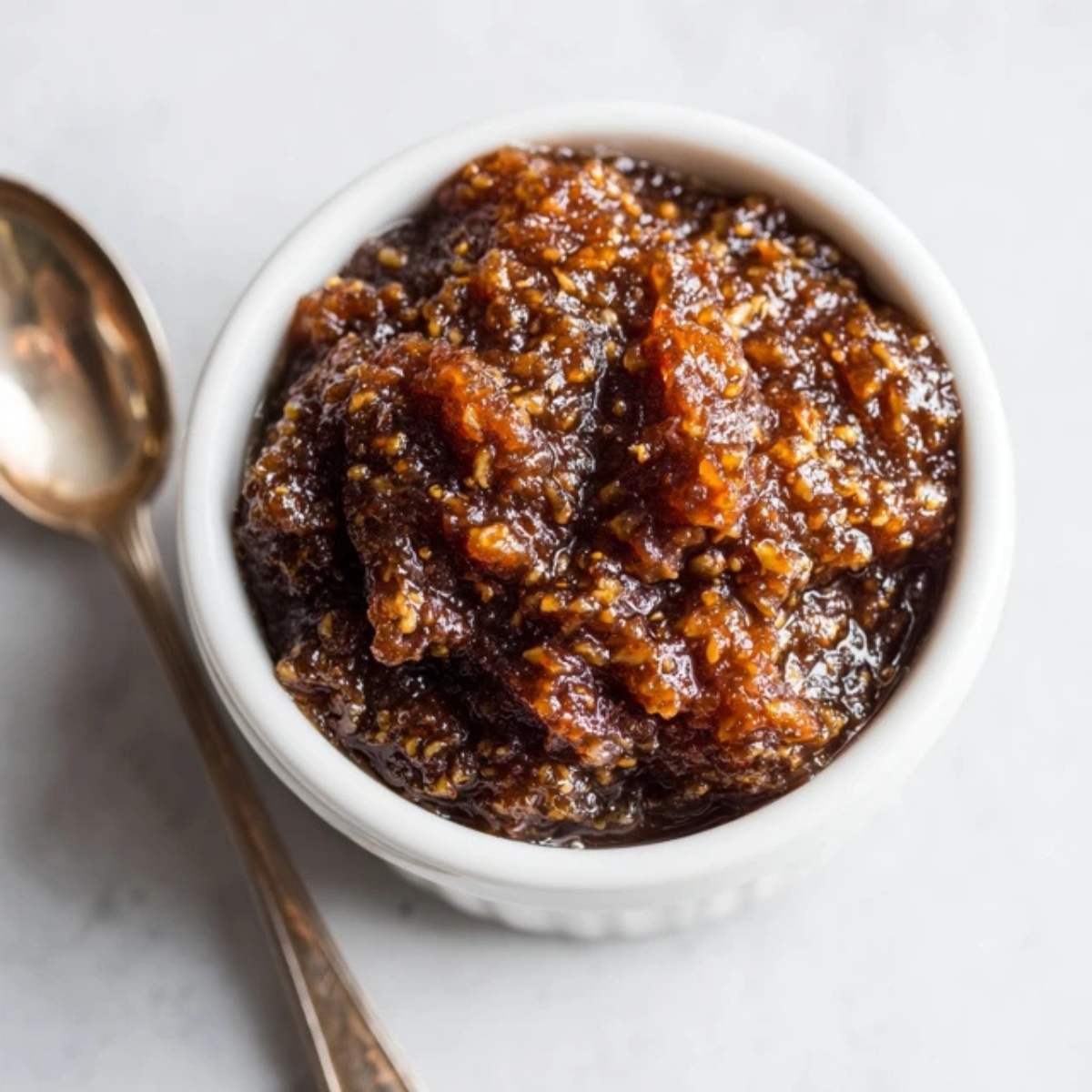 jammy homemade fig filling in white bowl