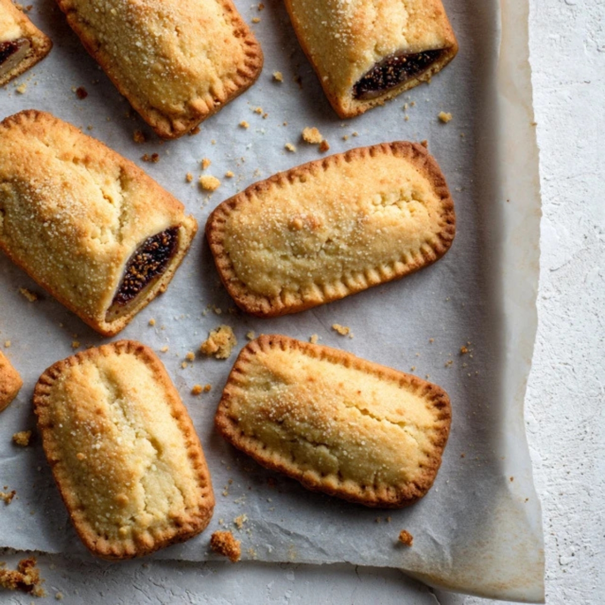 baked fig newtons soft cookies on parchment