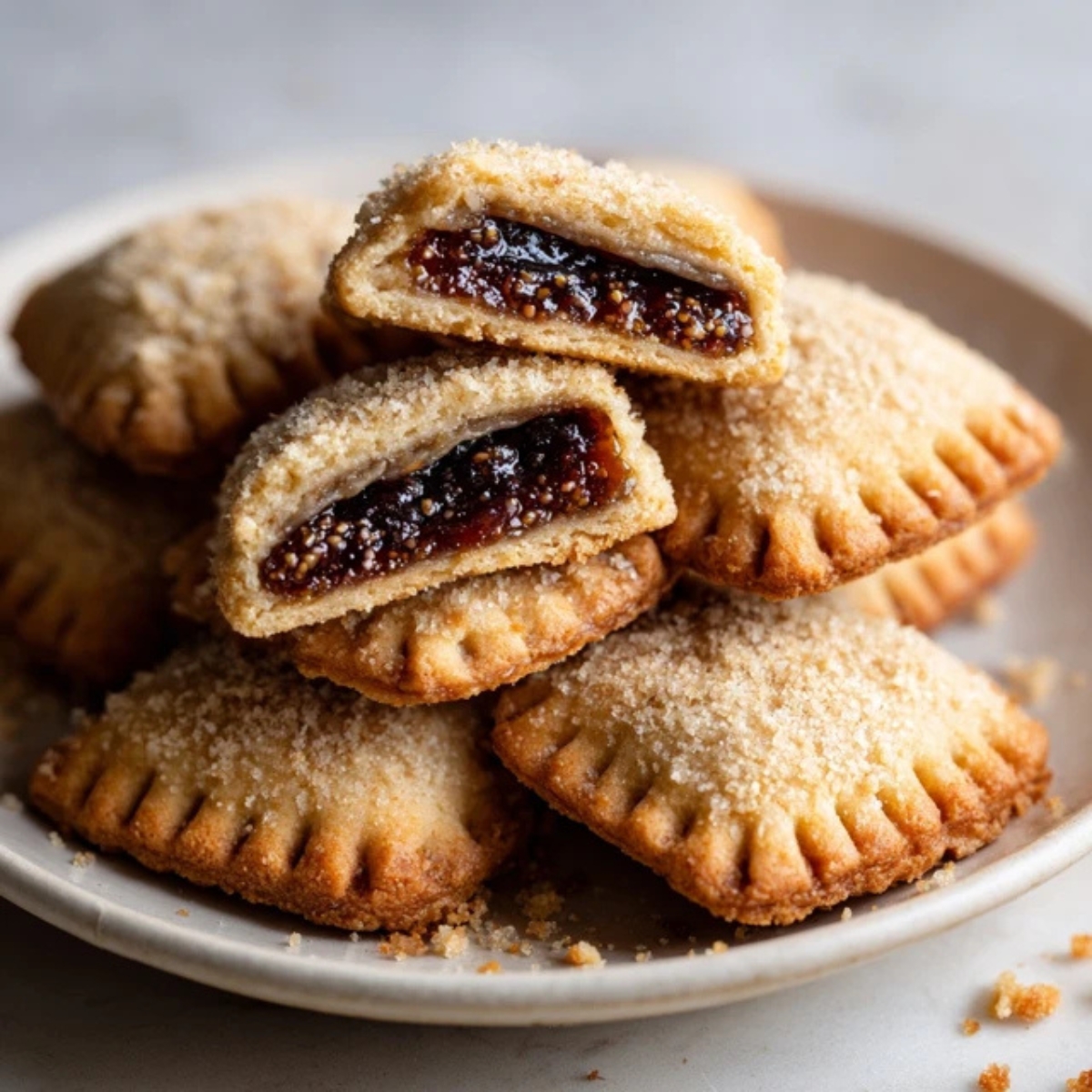stack of homemade fig newtons soft with fig filling