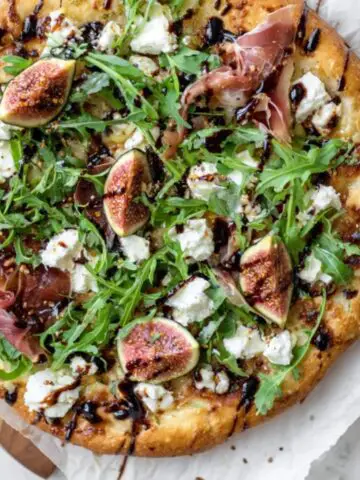 rustic homemade fig prosciutto pizza