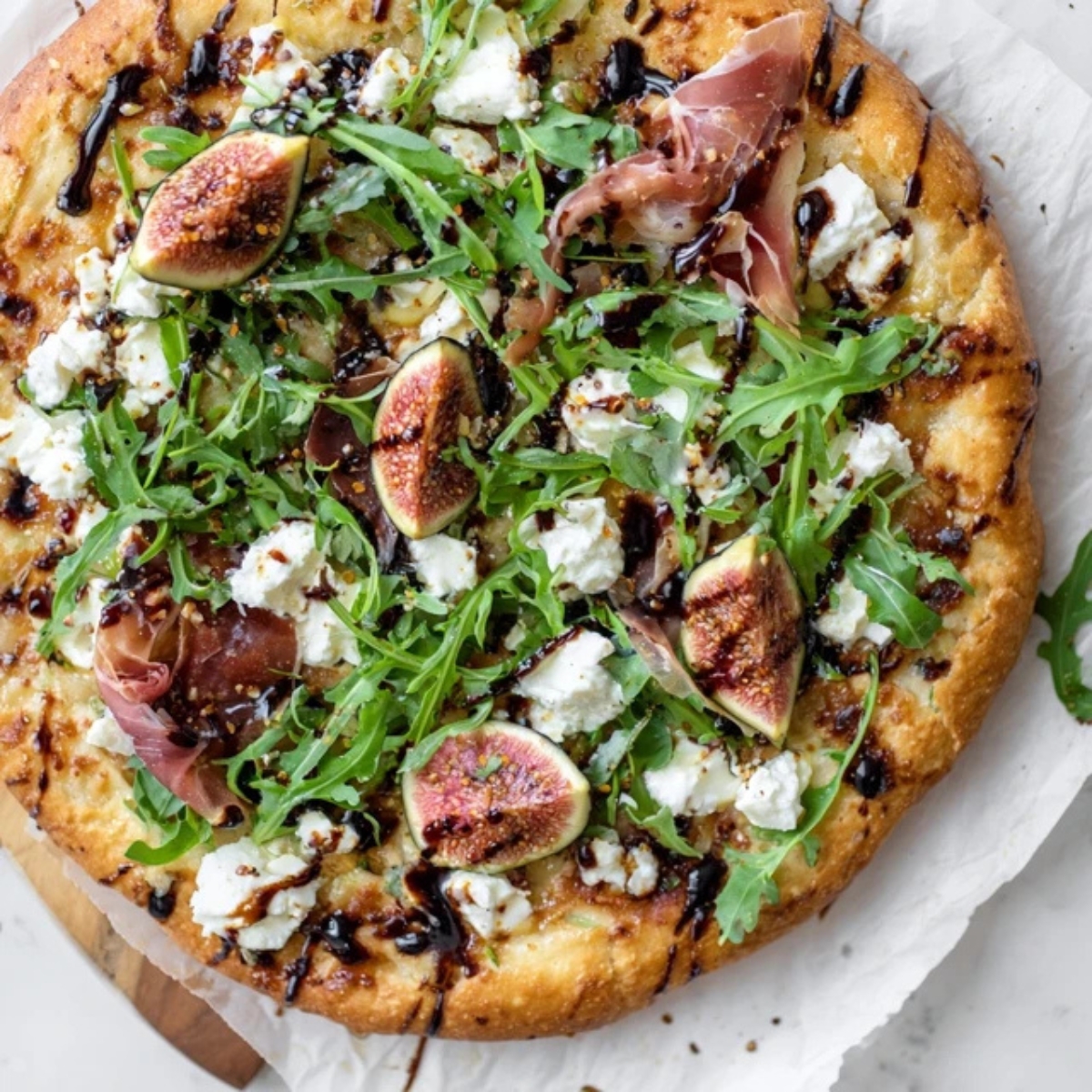 rustic homemade fig prosciutto pizza