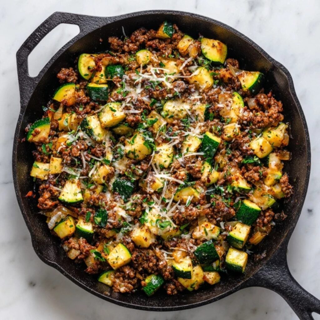 Easy Ground Beef Zucchini Skillet Recipe in 15-Minutes