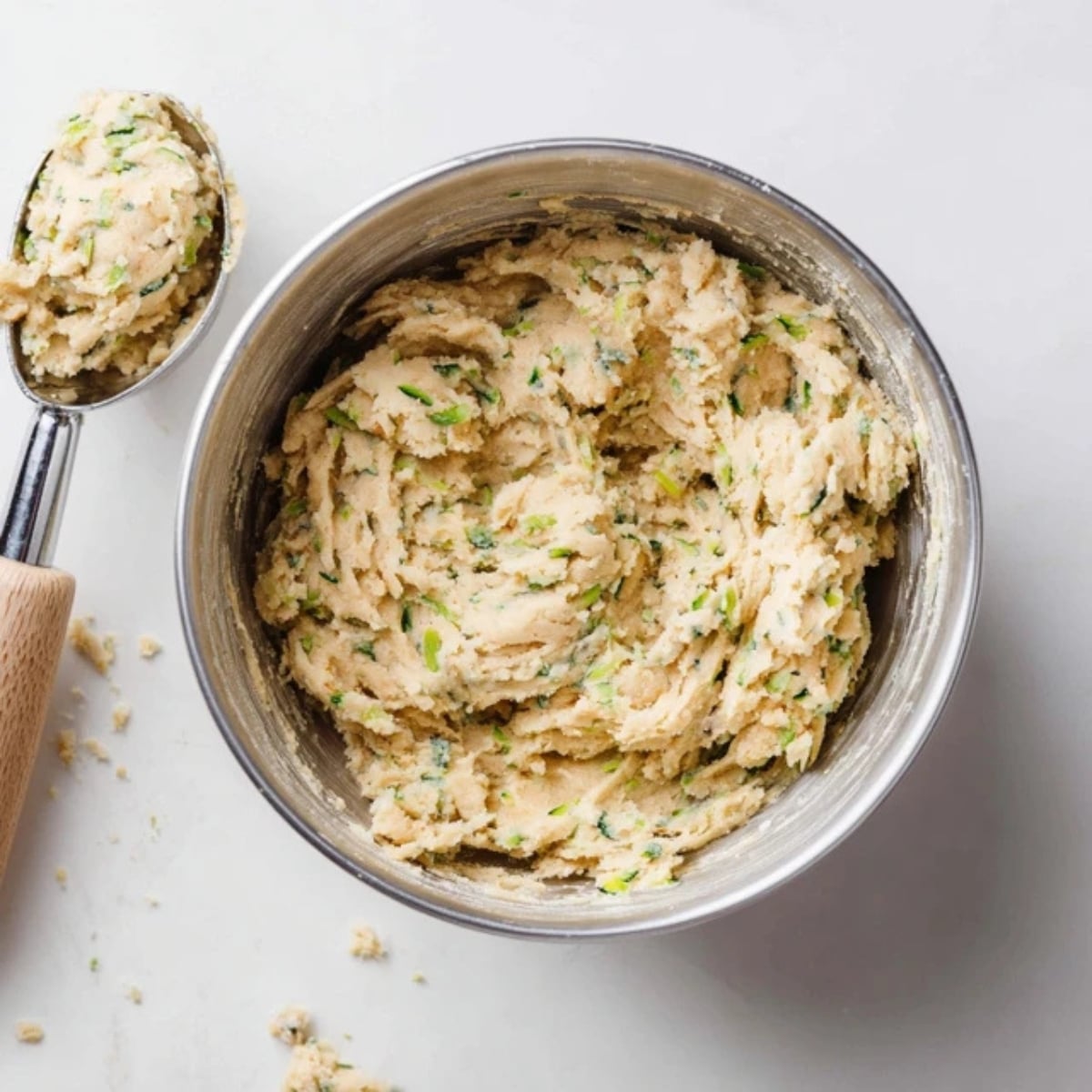 lemon zucchini cookie dough chilled in bowl