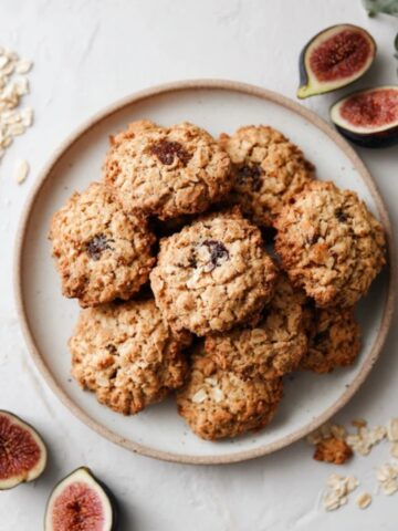 homemade oatmeal fig cookies on plate