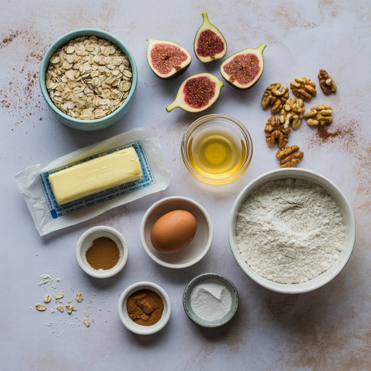 ingredients for homemade oatmeal fig cookies
