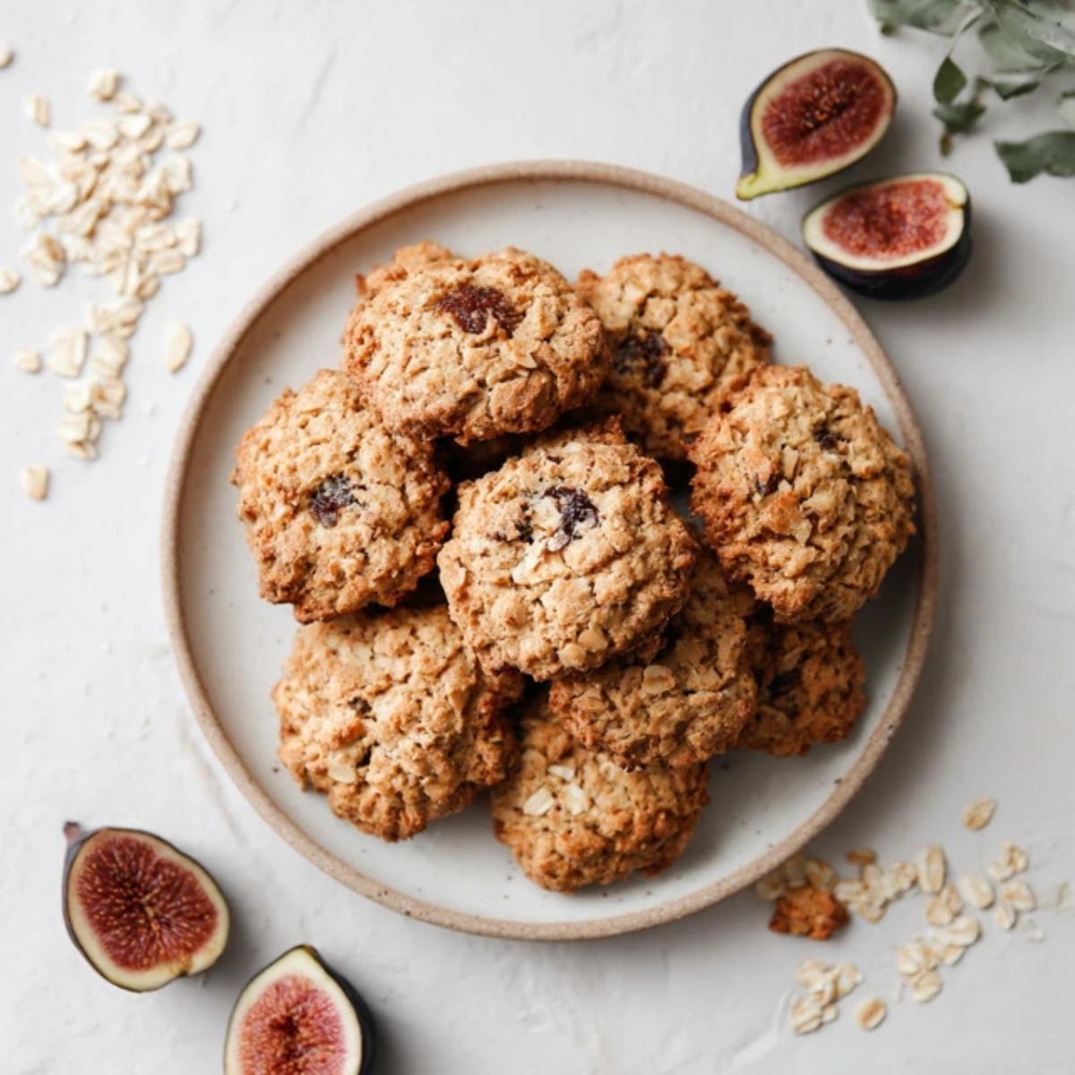 homemade oatmeal fig cookies on plate
