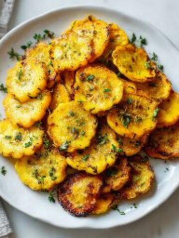 plate of roasted yellow squash with golden edges