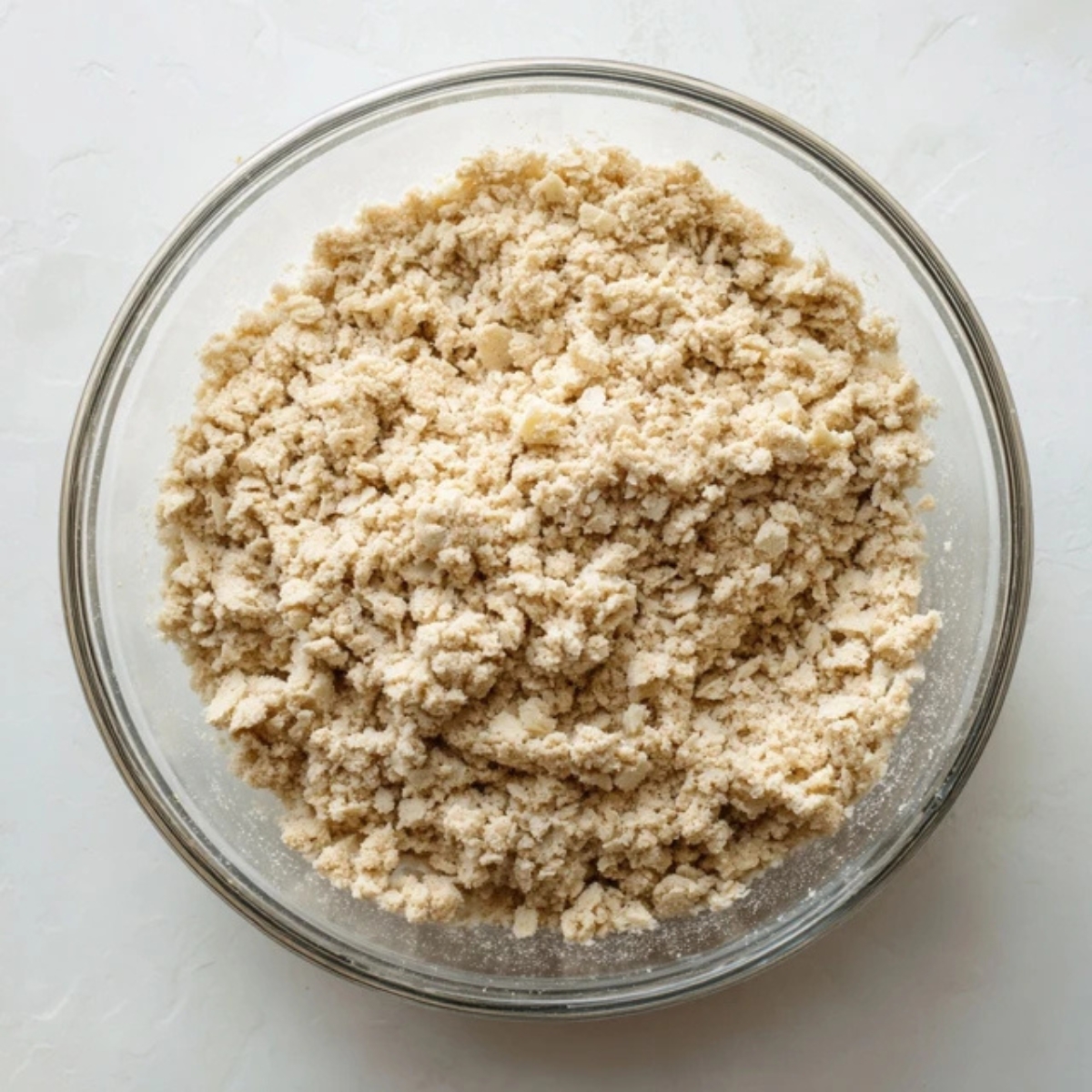 Closeup of oat crust mixture for fig bars in bowl
