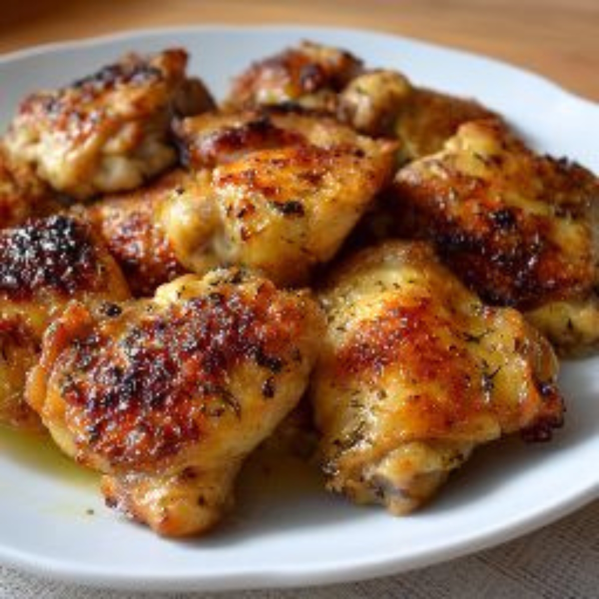 seared chicken pieces on plate after browning